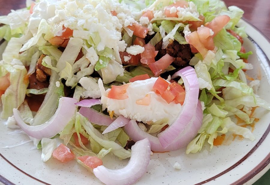 Tostada with shrimp, avocado and pico de gallo